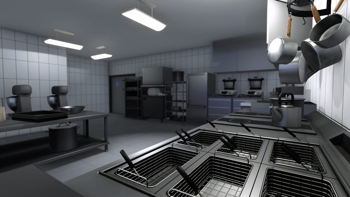 A kitchen in the House Flipper Dine Out DLC