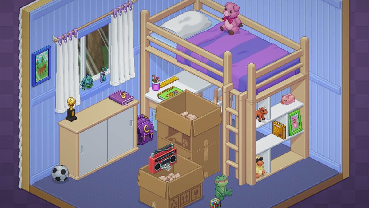 A room full of objects in Unpacking, another Humble Games title