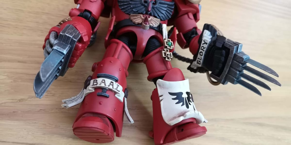 The detail on the Blood Angels Assault Terminator Brother Nassio's armor.