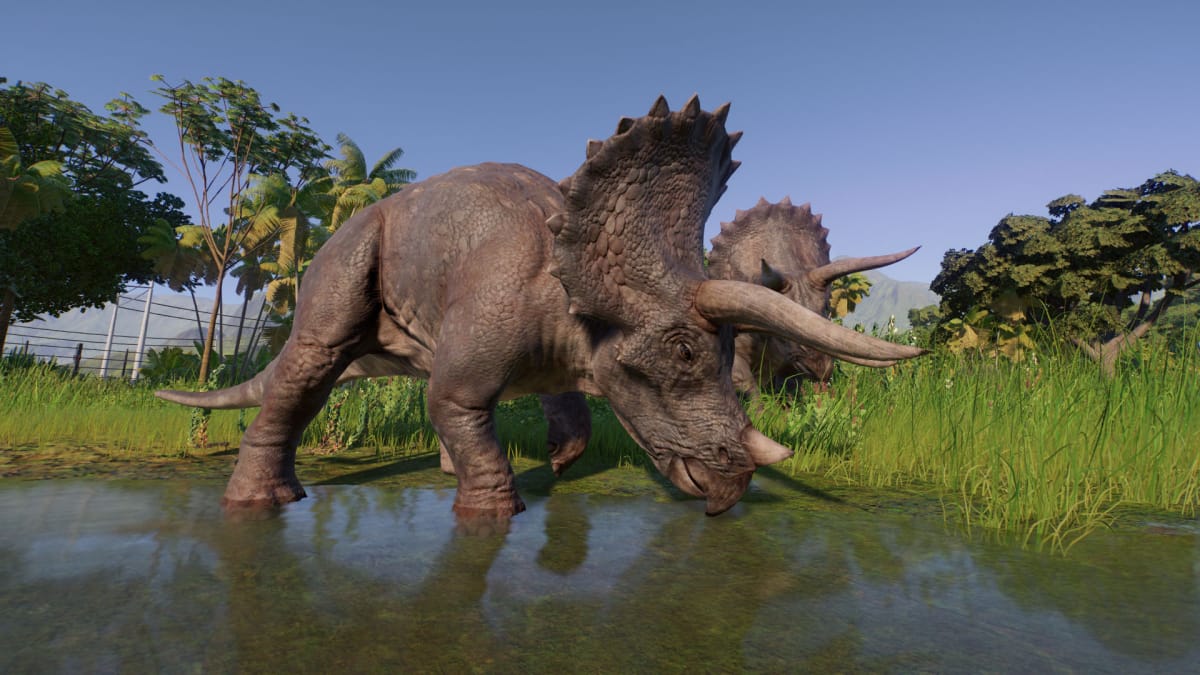 A JP-style Triceratops in Jurassic World Evolution 2