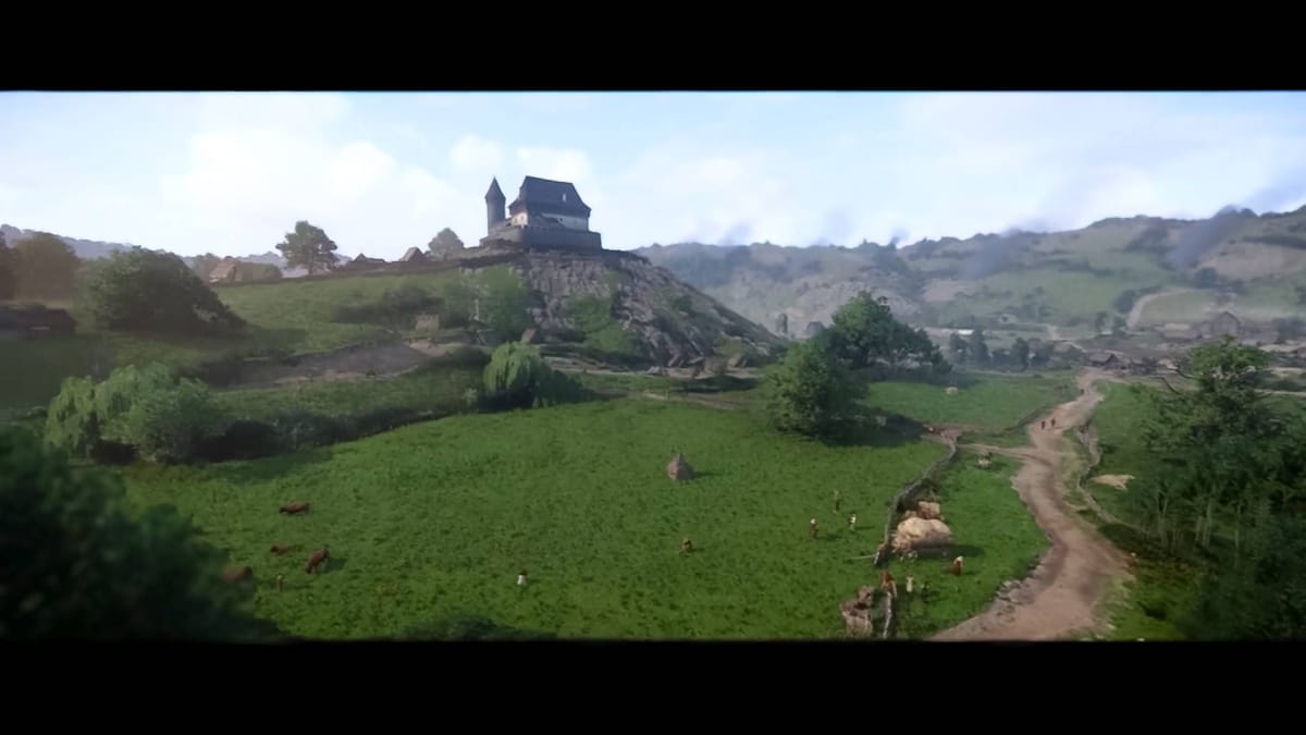 Kingdom Come Deliverance Nintendo Switch Screenshot of a vista with a castle