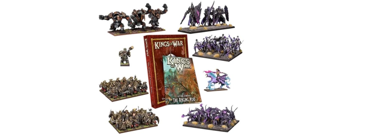 The Kings of War Raging Void starter set contents.