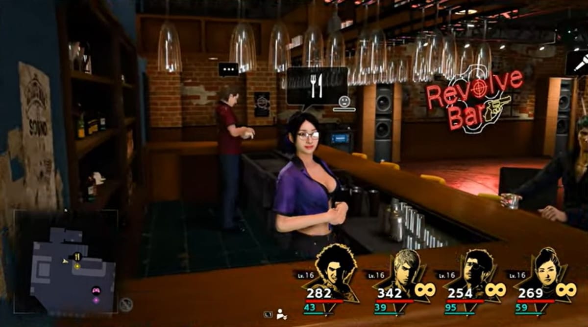 Kson stands behind the counter as Kei at the Revolve Bar in Like a Dragon: Infinite Wealth