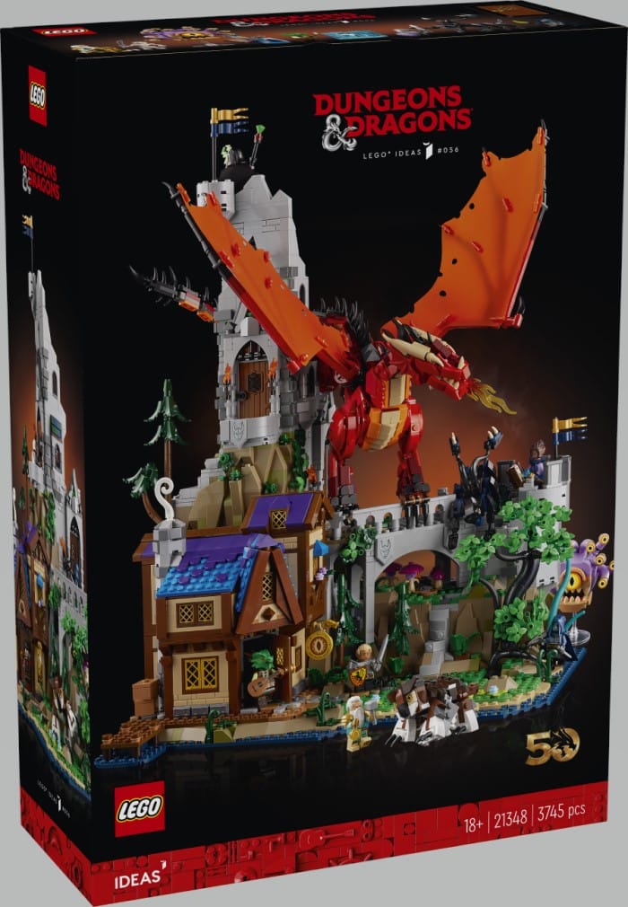 Official box art for the Lego Ideas Dungeons & Dragons set Red Dragon's Tale