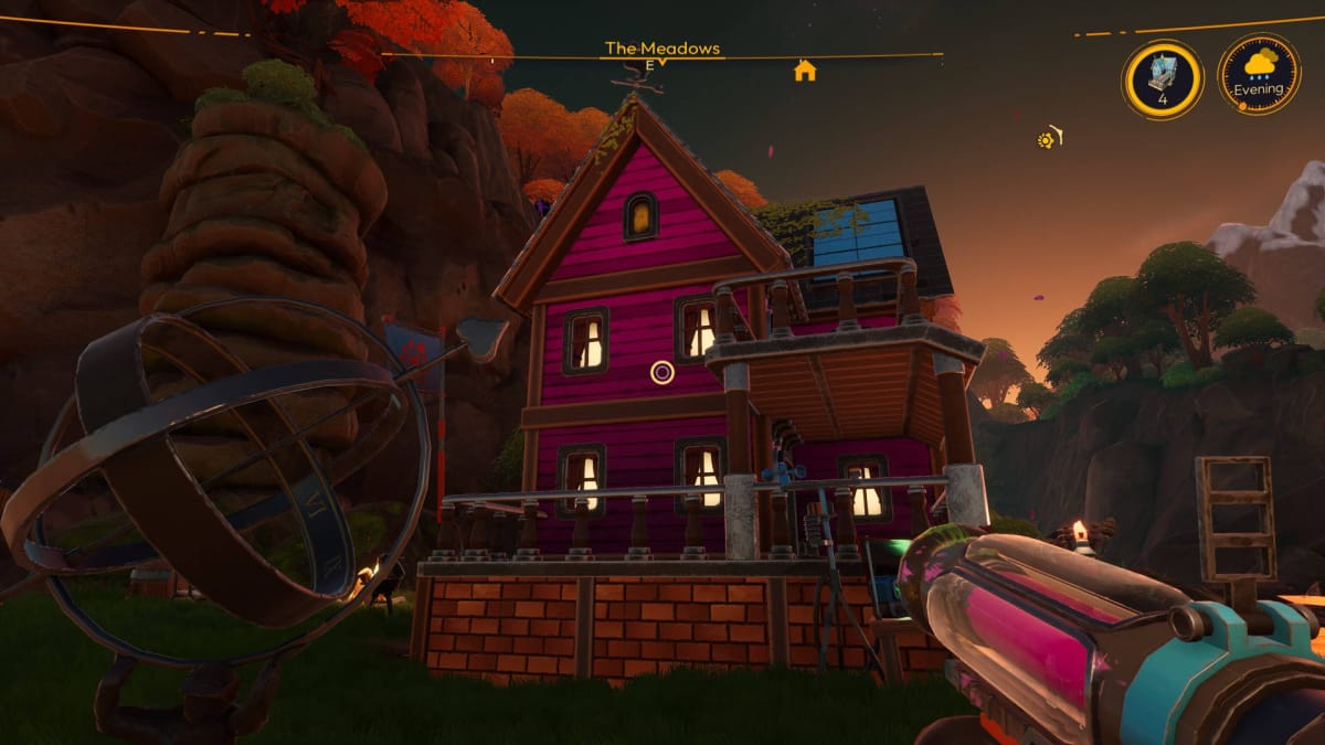Painting a Mansion Homestead pink with a Paint Gun in Lightyear Frontier