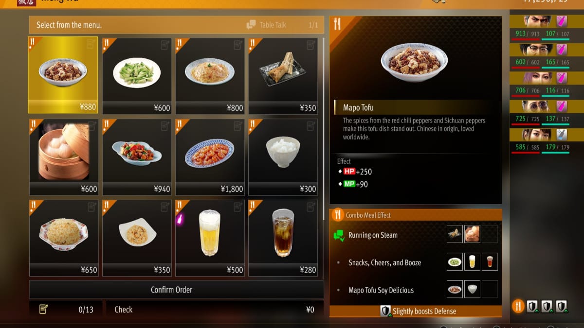 like a dragon infinite wealth screenshot showing a chinese restaraunt with various traditional dished