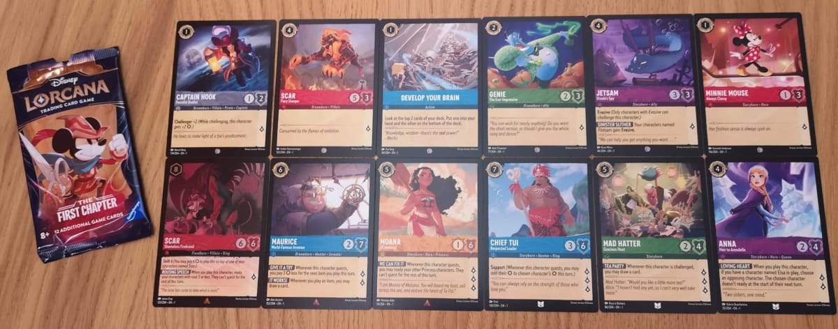 The 12 Disney Lorcana Cards in our First Chapter Booster Pack 3.