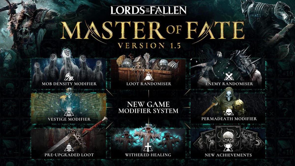 A screen showing all of the features that have been added as part of Lords of the Fallen update 1.5