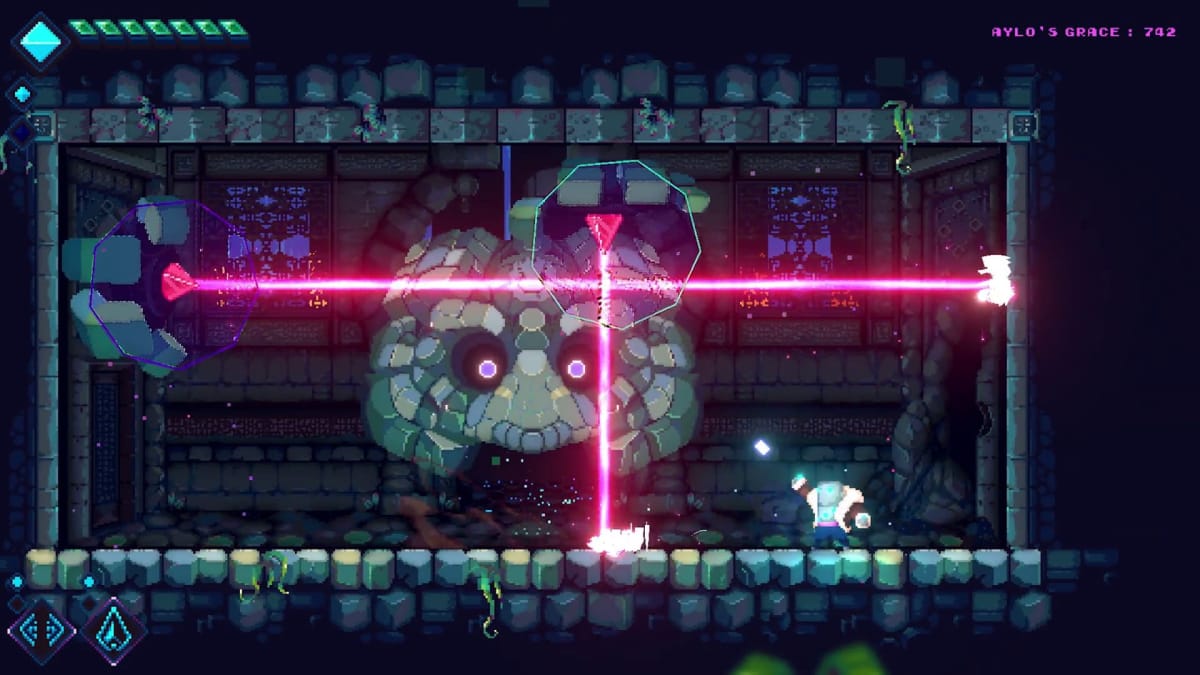 The protagonist fights a boss in LUCID