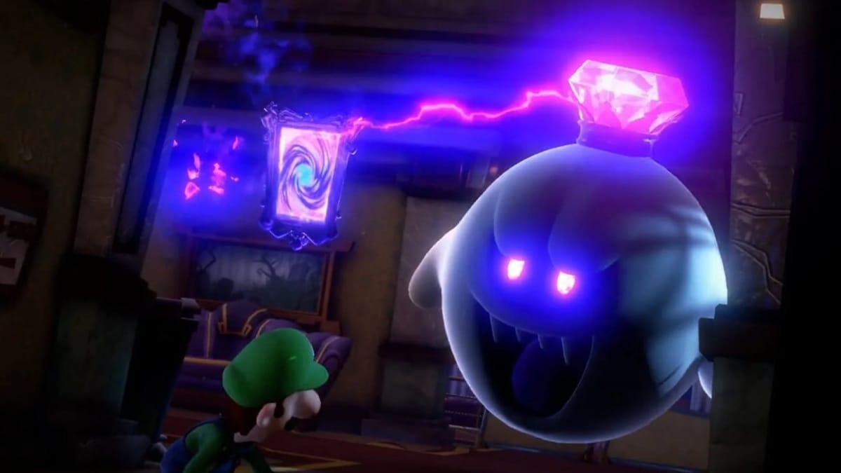 King Boo can be seen chasing after Luigi