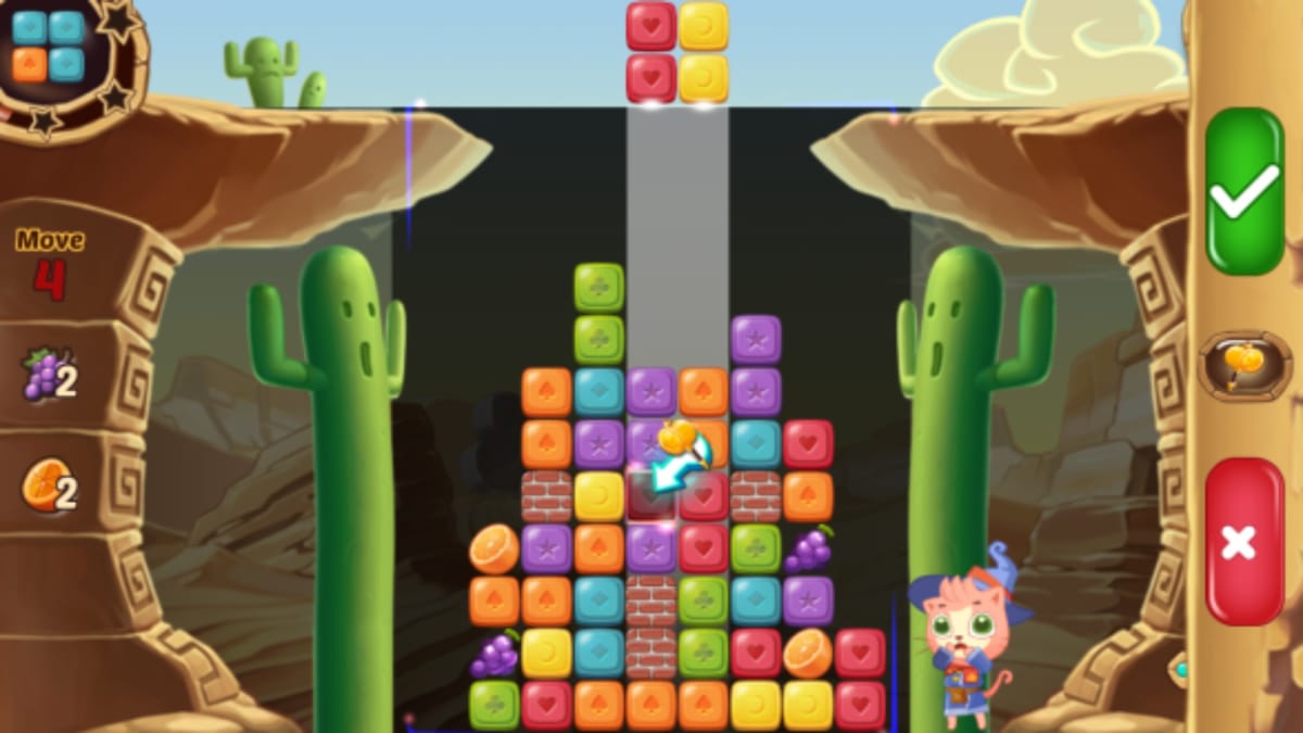 Magic Cat Story Screenshot showing standard color match puzzle gameplay