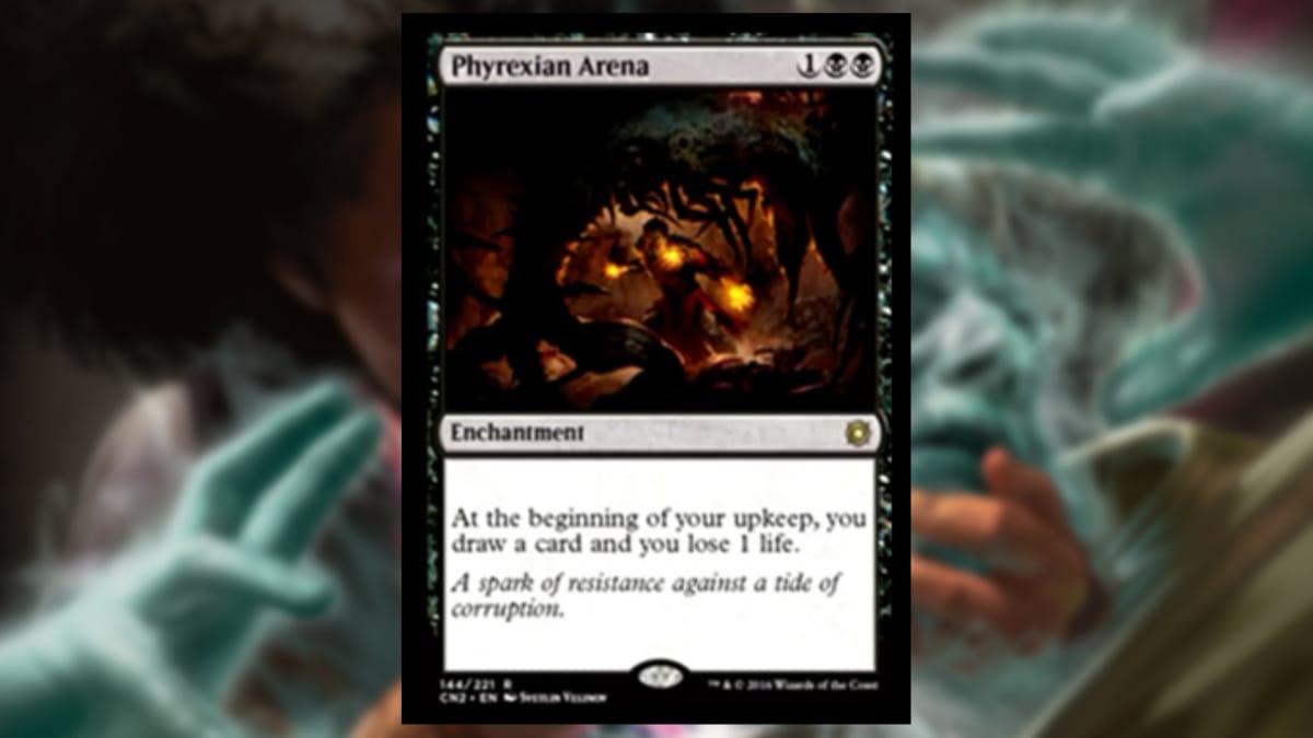 magic the gathering card in black with art depicting a strange spiny creature facing off against a humanoid figures with flaming hands