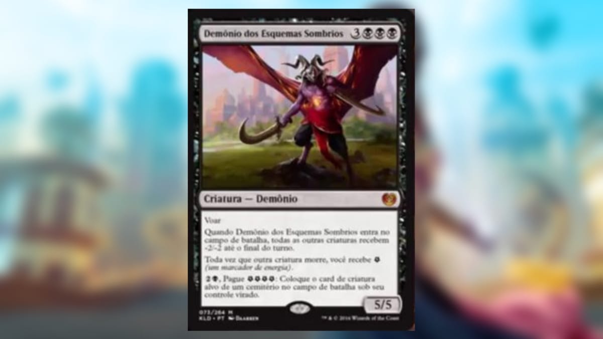 magic the gathering card in black with art depicting a winged demon with horns wielding a huge sword