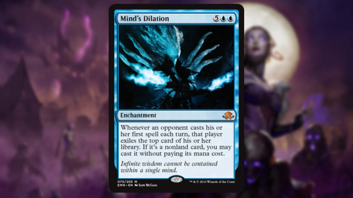 magic the gathering card in blue with art of a humanoid figure with blue skin standing with their arms crossed as blue energy bursts out of their hands