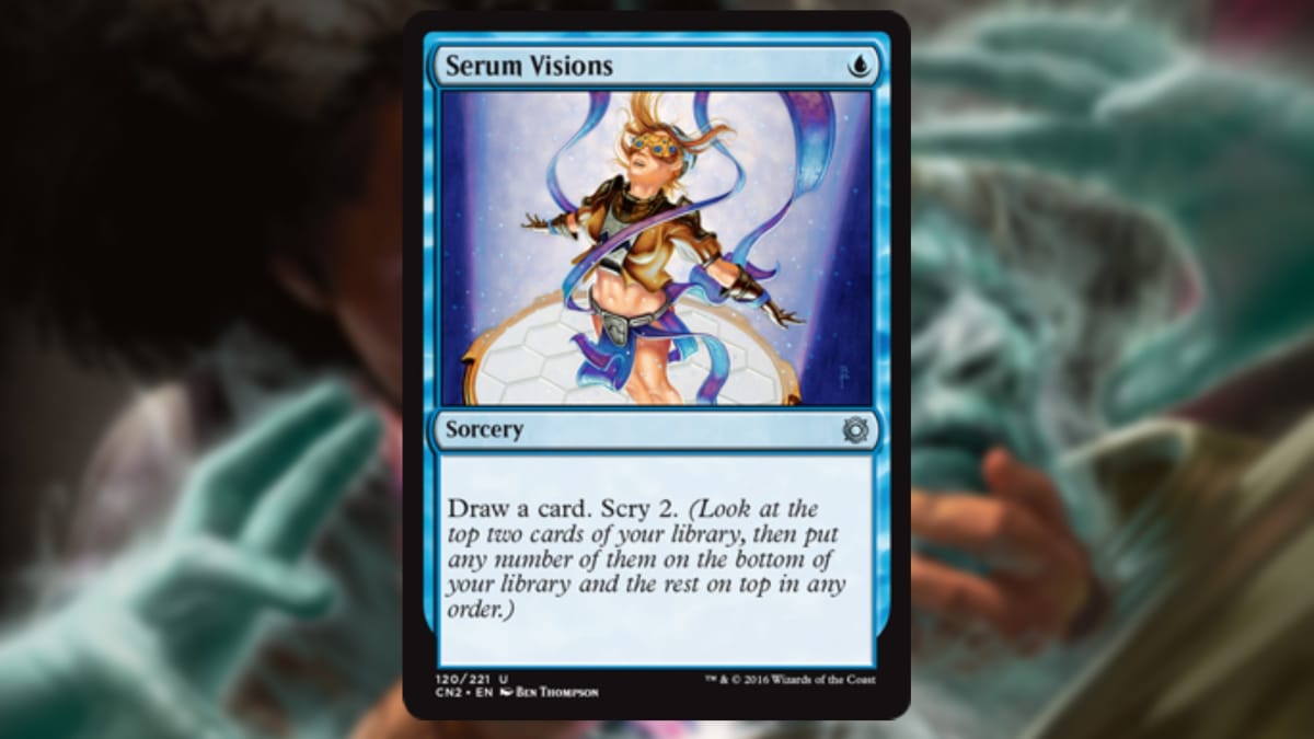 magic the gathering card in blue with art of a skantily clad mage with blue robes standing in a collumn of light wearing goggles