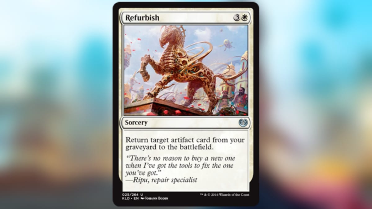 magic the gathering card in white with art of a giant golden horse statue with confetti falling all around it