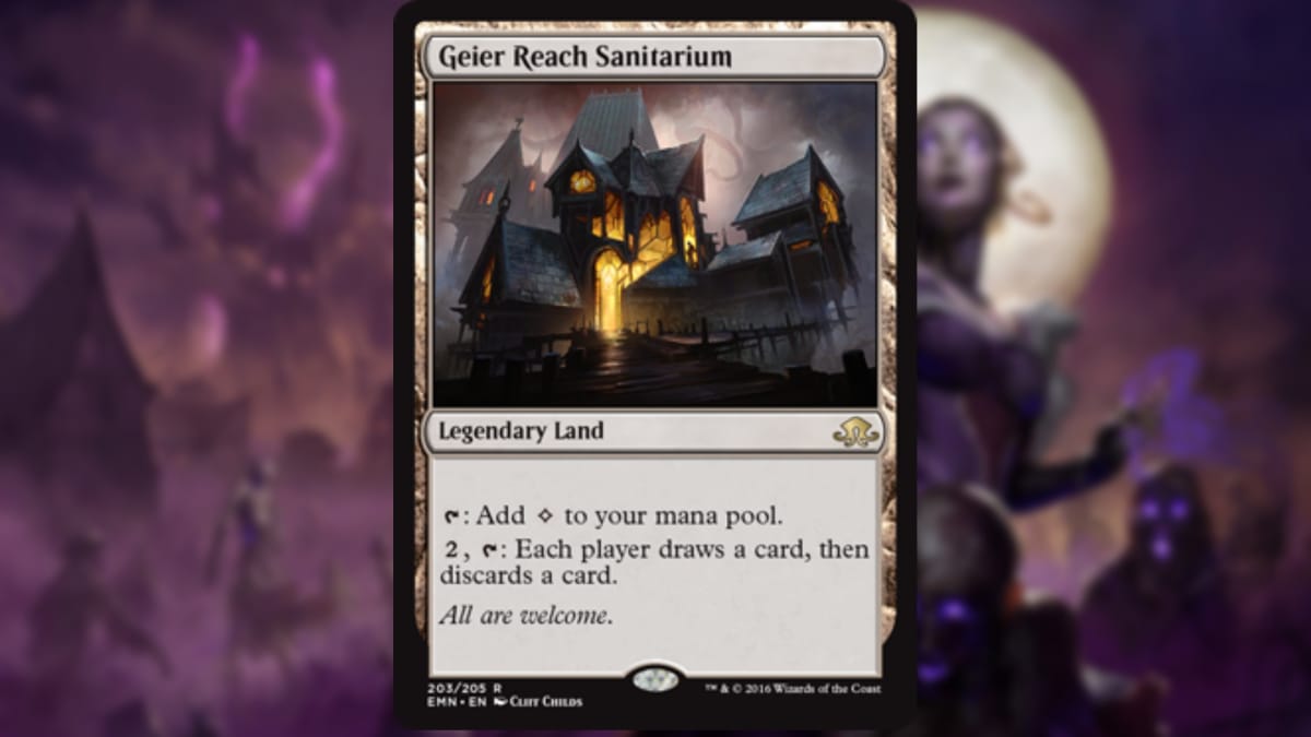 magic the gathering card with no color depicting a huge gothic building with a slate roof and huge windows filled with light