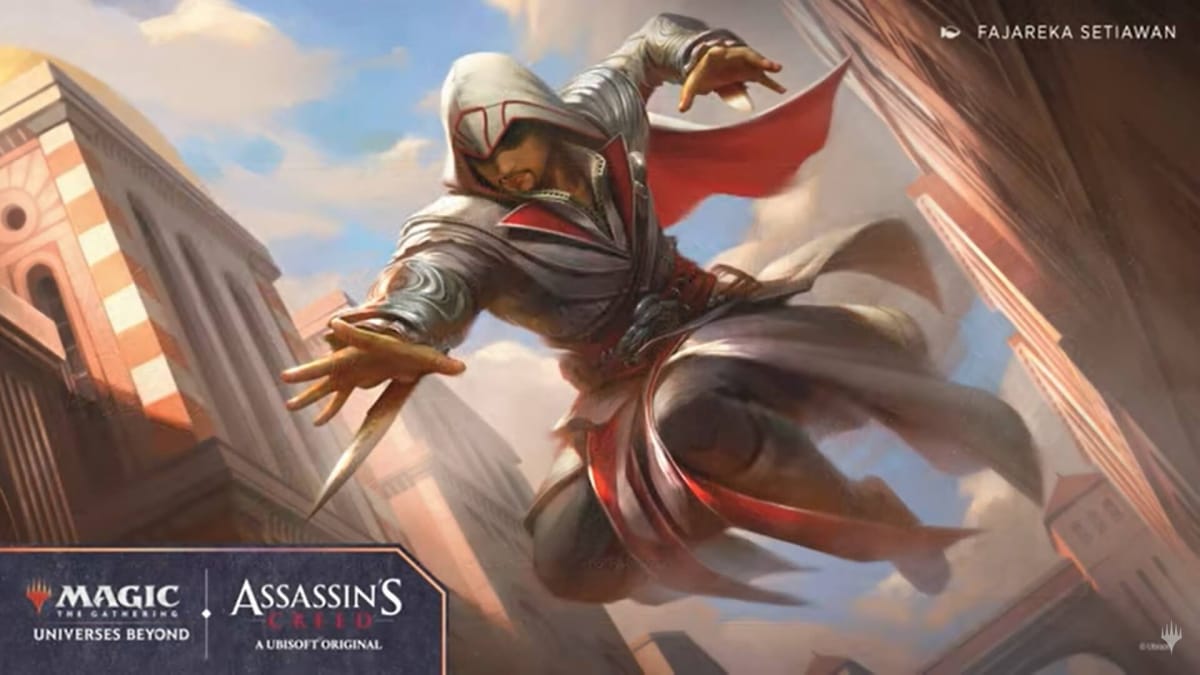 Magic x Assassin's Creed featuring an Assassin in the art 