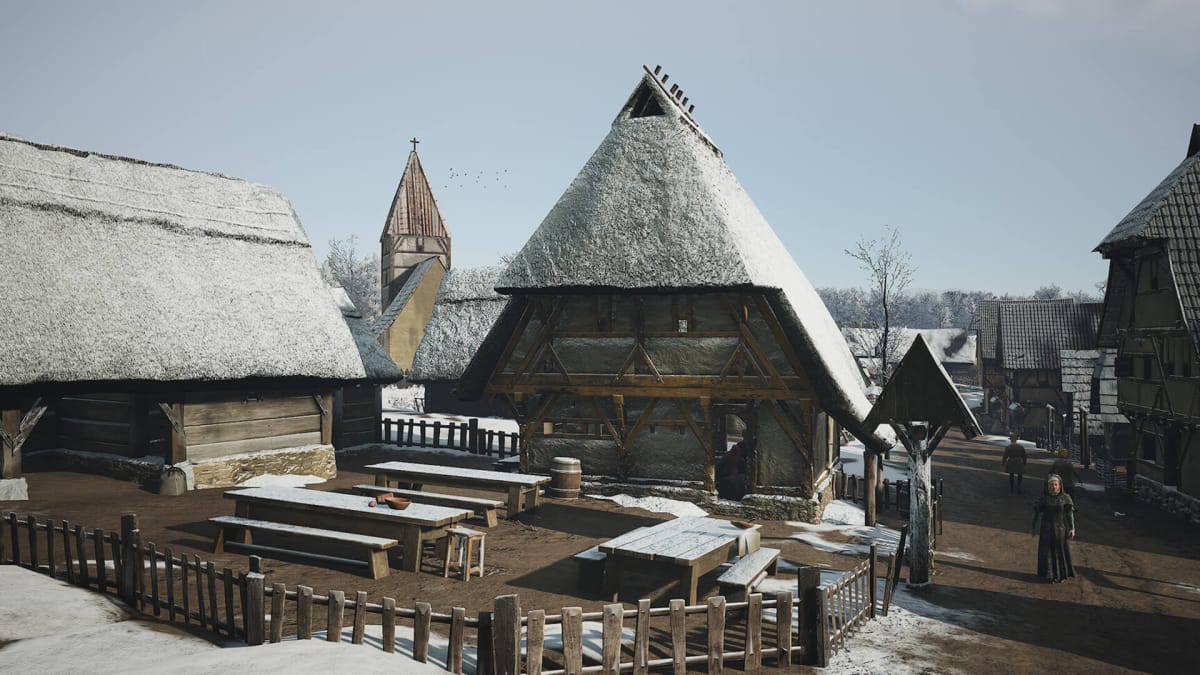 A snowy outdoor area in Manor Lords