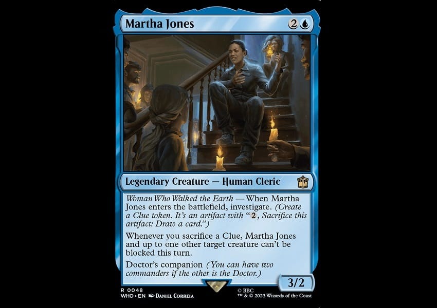 Martha Jones on a black background