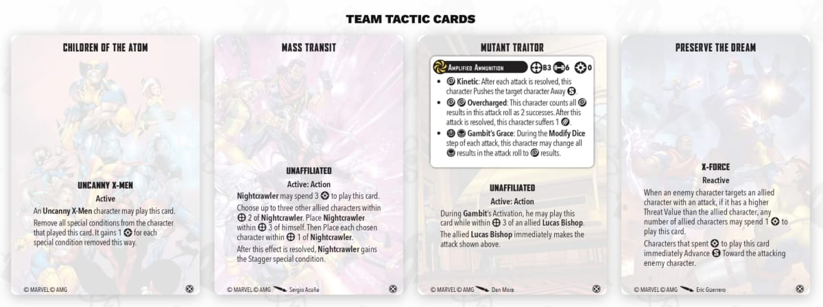 Marvel Crisis Protocol Nightcrawler and Bishop Team Tactics Cards