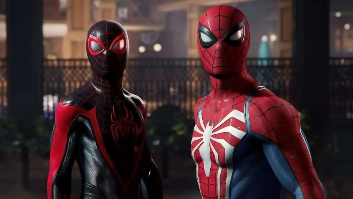 Pete and Miles in their Suits in Marvel's Spider-Man 2