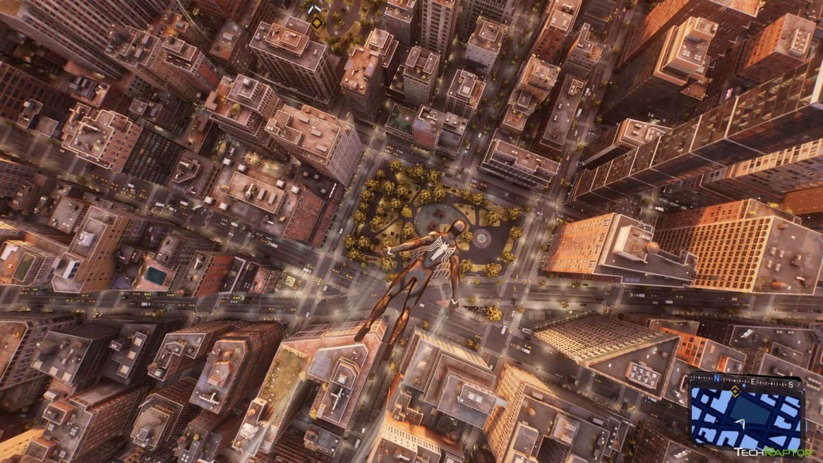 Peter soaring above New York higher than ever with the Web Wings in Marvel's Spider-Man 2