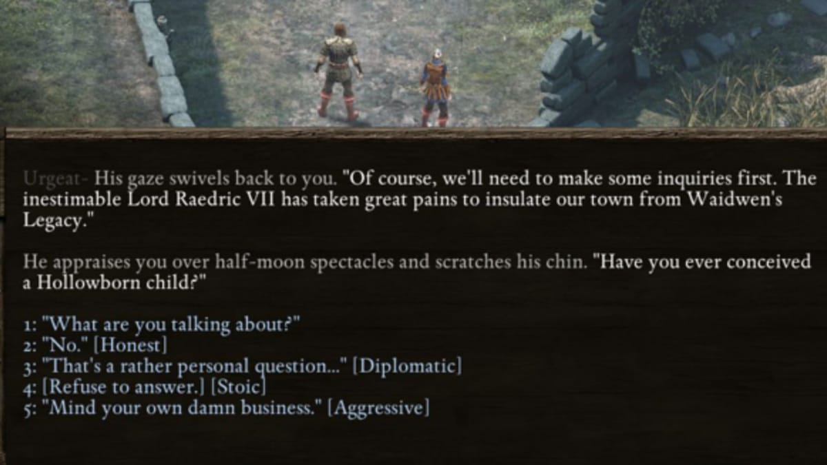 A dialogue option can be seen