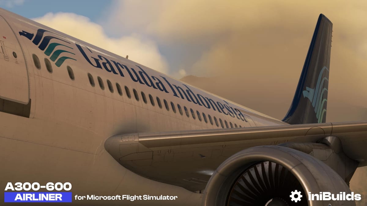 Microsoft Flight Simulator Airbus A300 Screenshot in Garuda Indonesia livery.
