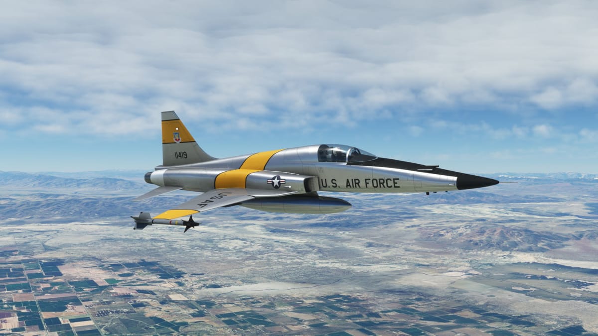 Microsoft Flight Simulator F-5E  Tiger II in USAF silver livery