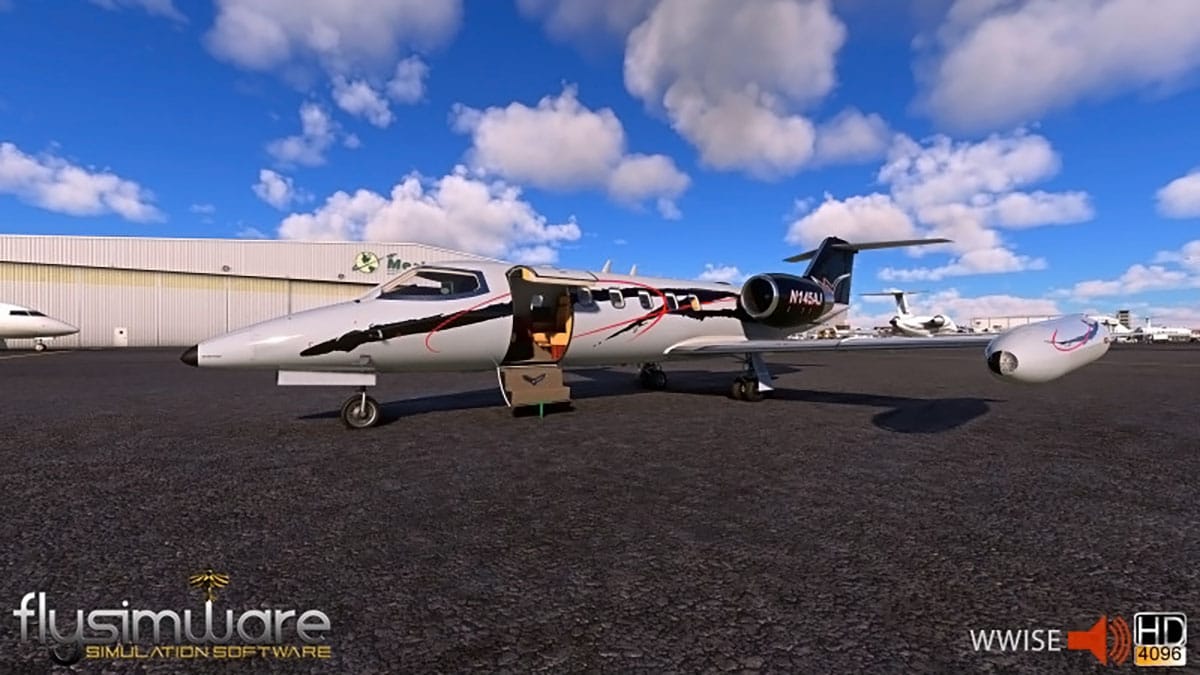 Schermata del simulatore di volo Microsoft Learjet 35A