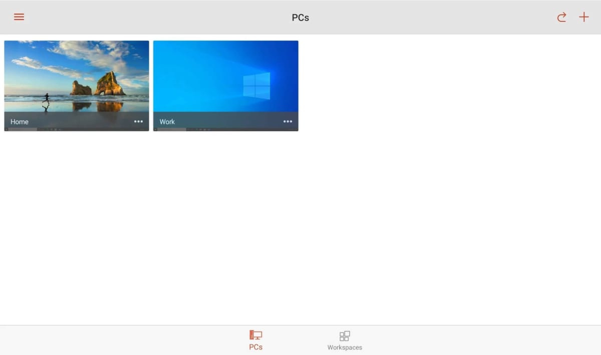 The Microsoft Remote Desktop App running on an Android device