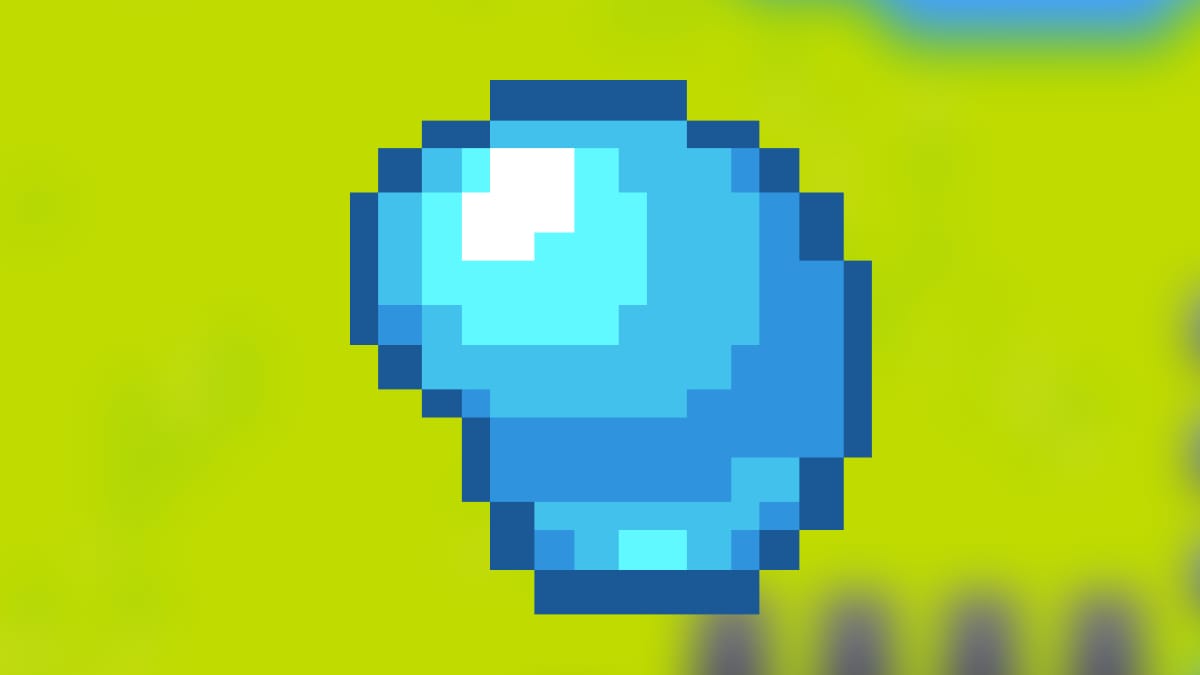 Moonstone Island artwork showing a pixel art representation of a small nodule of blue sea glass
