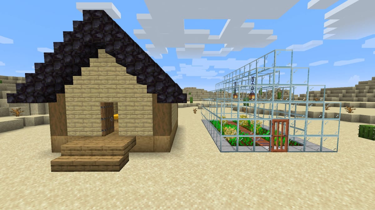 more Minecraft Slabs and Stairs house and greenhouse