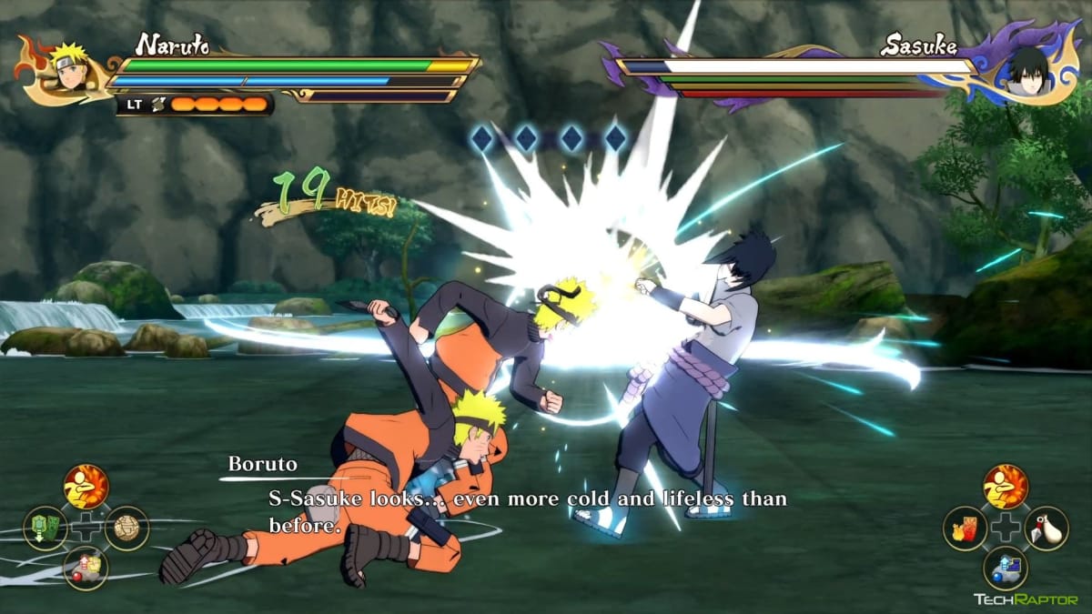 A combat scene between Naruto and Sasuke in Naruto X Boruto