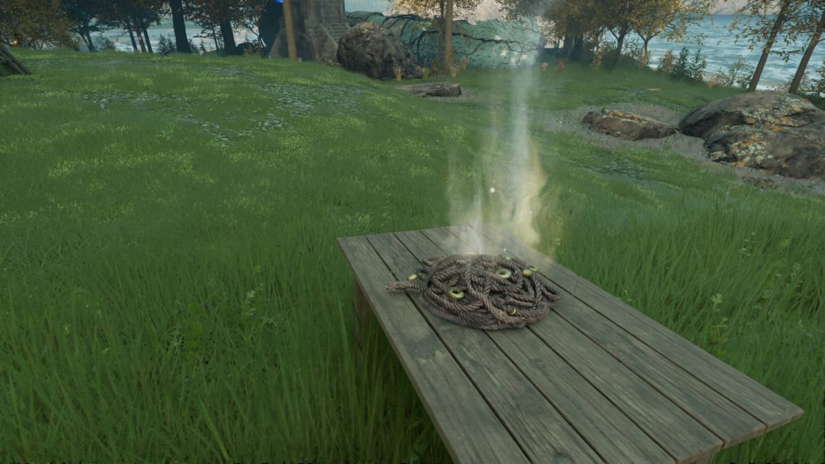 Nightingale Resources Guide - Arcane Wick on a Table in a Forest Biome