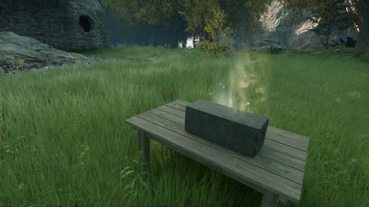 Nightingale Resources Guide - Carved Stone on a Table in a Forest Biome