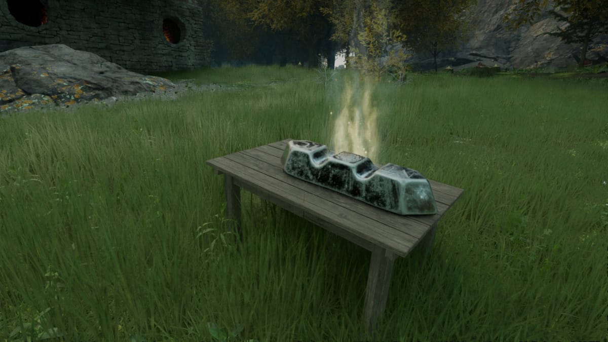 Nightingale Resources Guide - Ingot (Tin) on a Table in a Forest Biome