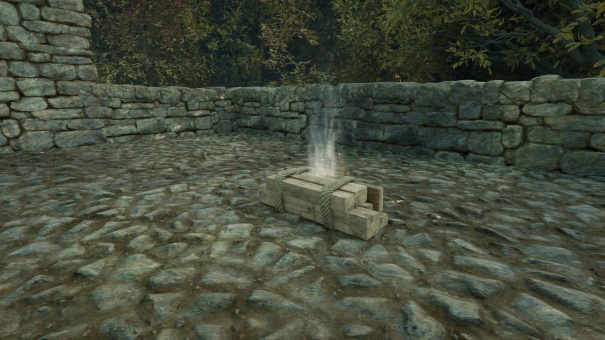 Nightingale Resources Guide - Lumber on a Crude Stone Floor in a Forest Biome