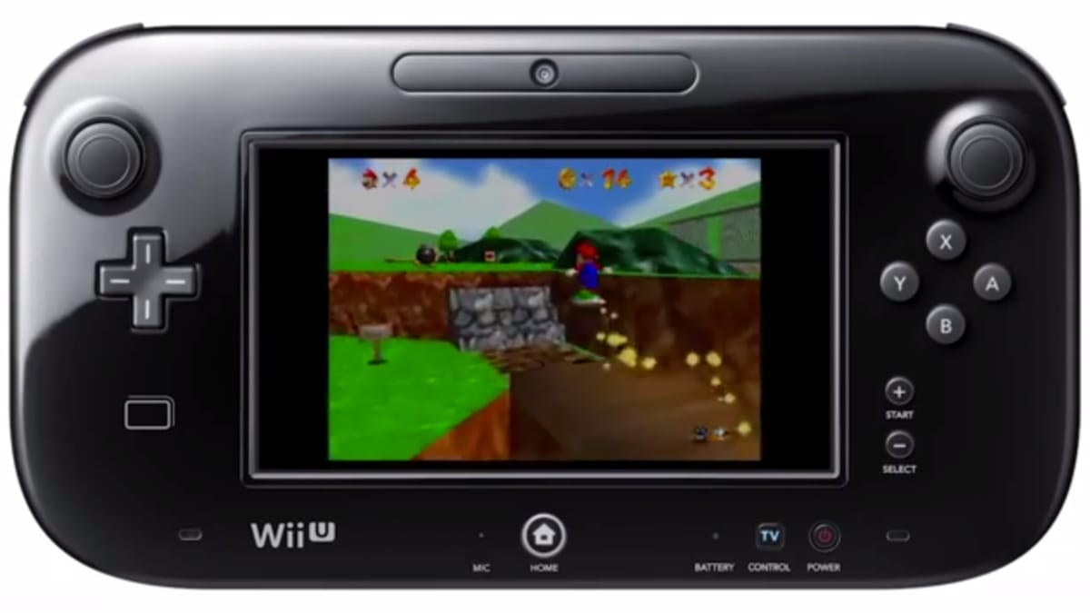 Nintendo Direct April Fools' Screenshot showing a Nintendo Wii U gamepad with mario 64 playing on it.