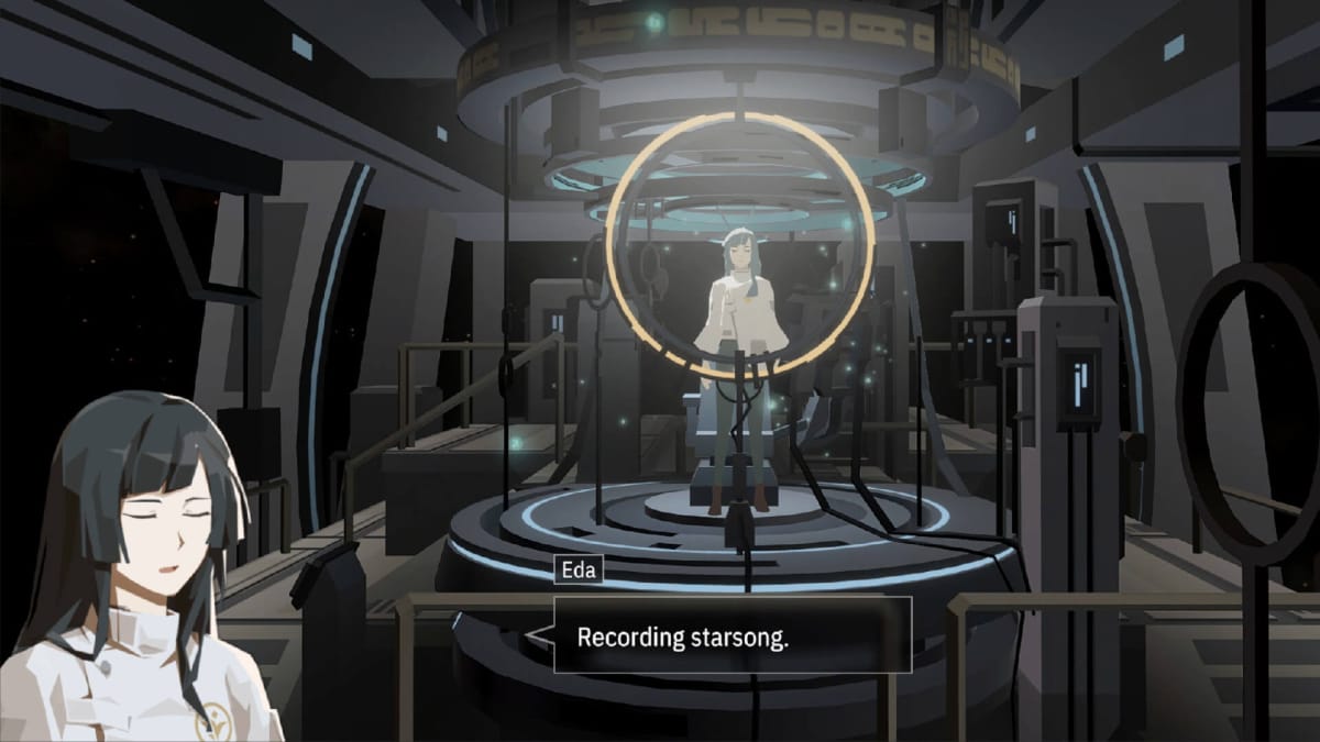 Eda saying "recording starsong" in a shot from Opus: Echo of Starsong