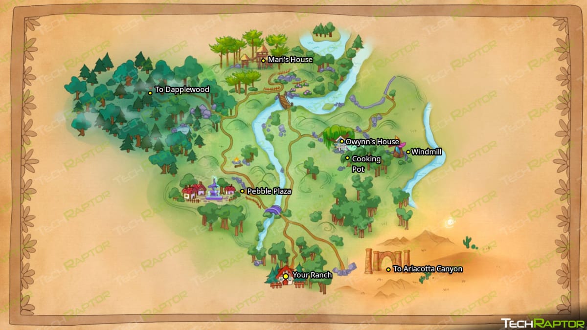 Paleo Pines Map and Locations Guide - Veridian Valley Map with Locations