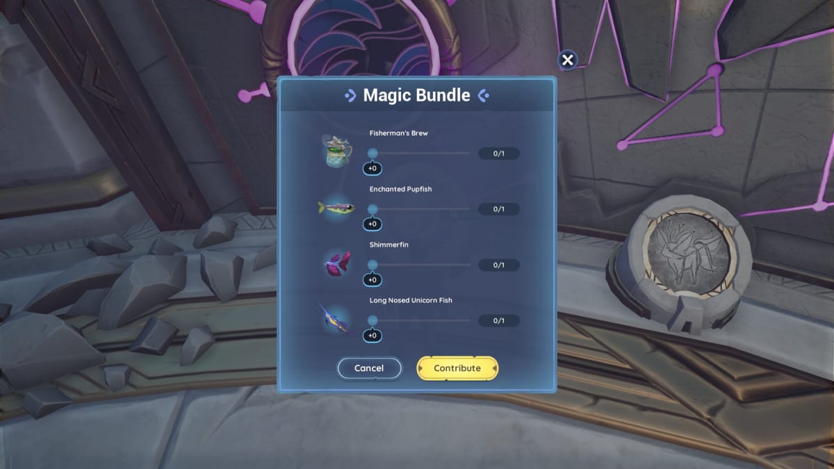 Palia screenshot showing the Magic Bundle contribution screen