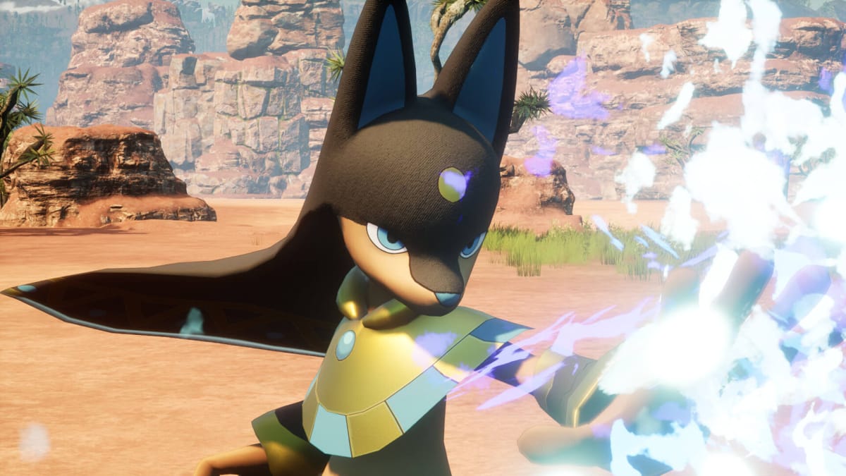 The Pal known as Anubis firing an energy projectile in Palworld