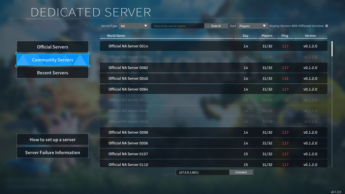 Looking through the Community Servers list.