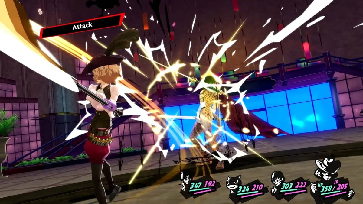 Haru using a physical attack on an enemy in Persona 5
