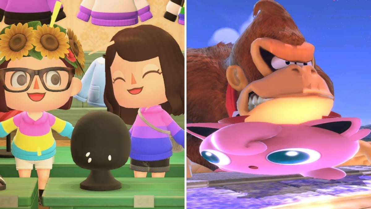 Left: Animal Crossing: New Horizons. Right: Smash Bros Ultimate