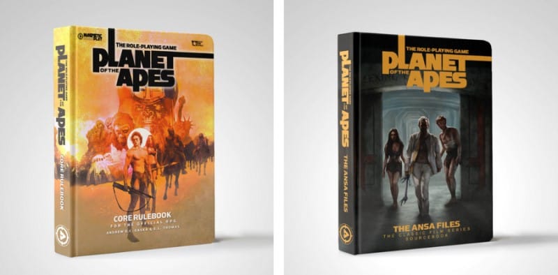 A screenshot of the core rulebook and ansa files sourcebook from the Planet of the Apes TTRPG