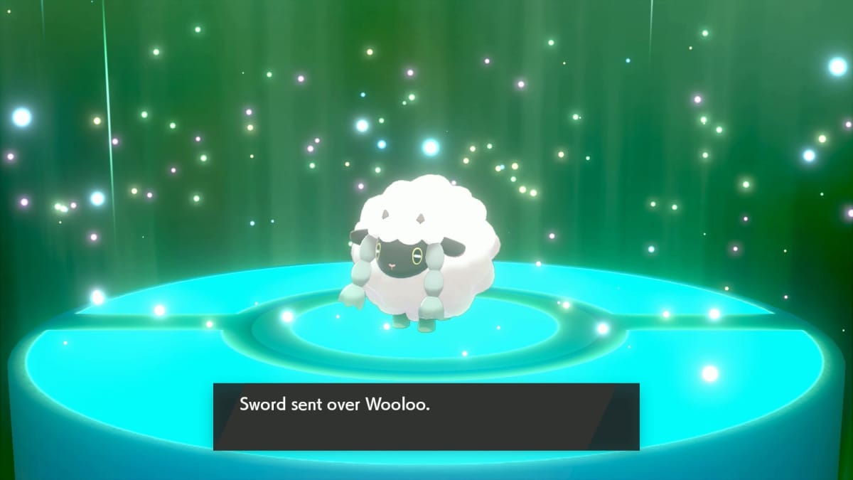 A Wooloo being traded in Pokemon Sword and Shield