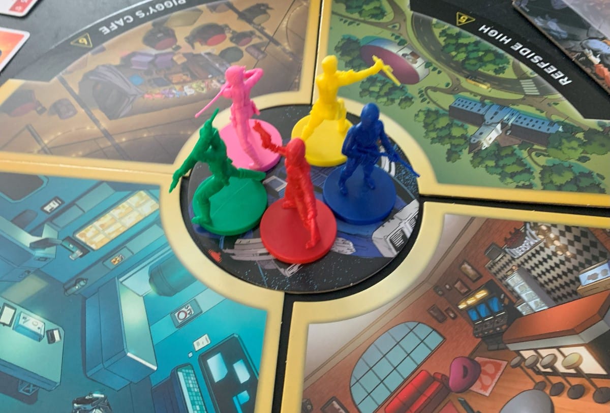 A screenshot of the miniatures from the Power Rangers SPD Ranger Pack put on the board